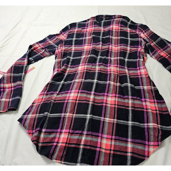 Express Women's Plaid Lace-Up Front Corseted Flannel Black/Pink Sz L Goth - Picture 5 of 10